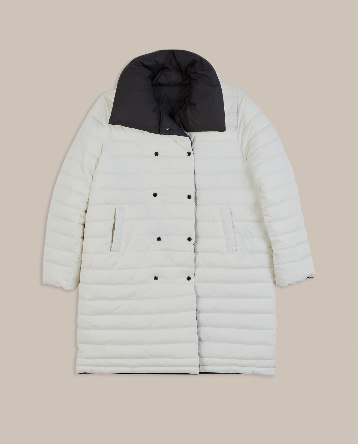 ABRIGO ACOLCHADO LARGO REVERSIBLE