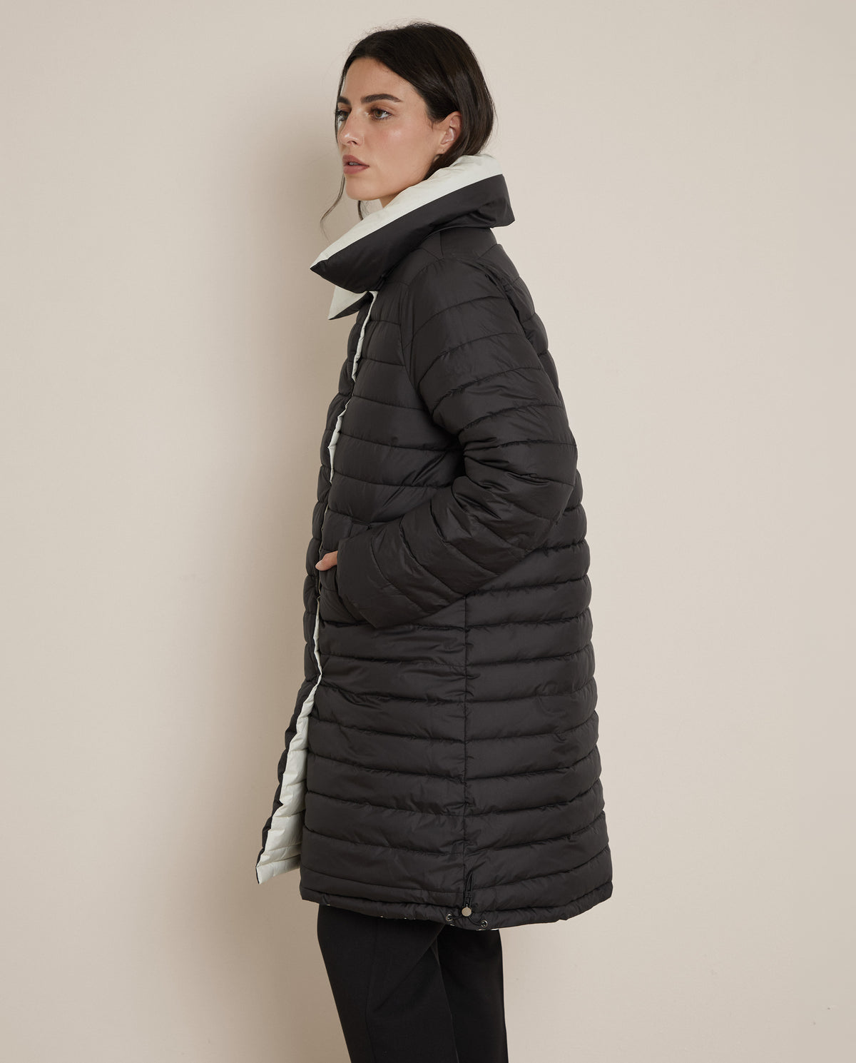 ABRIGO ACOLCHADO LARGO REVERSIBLE