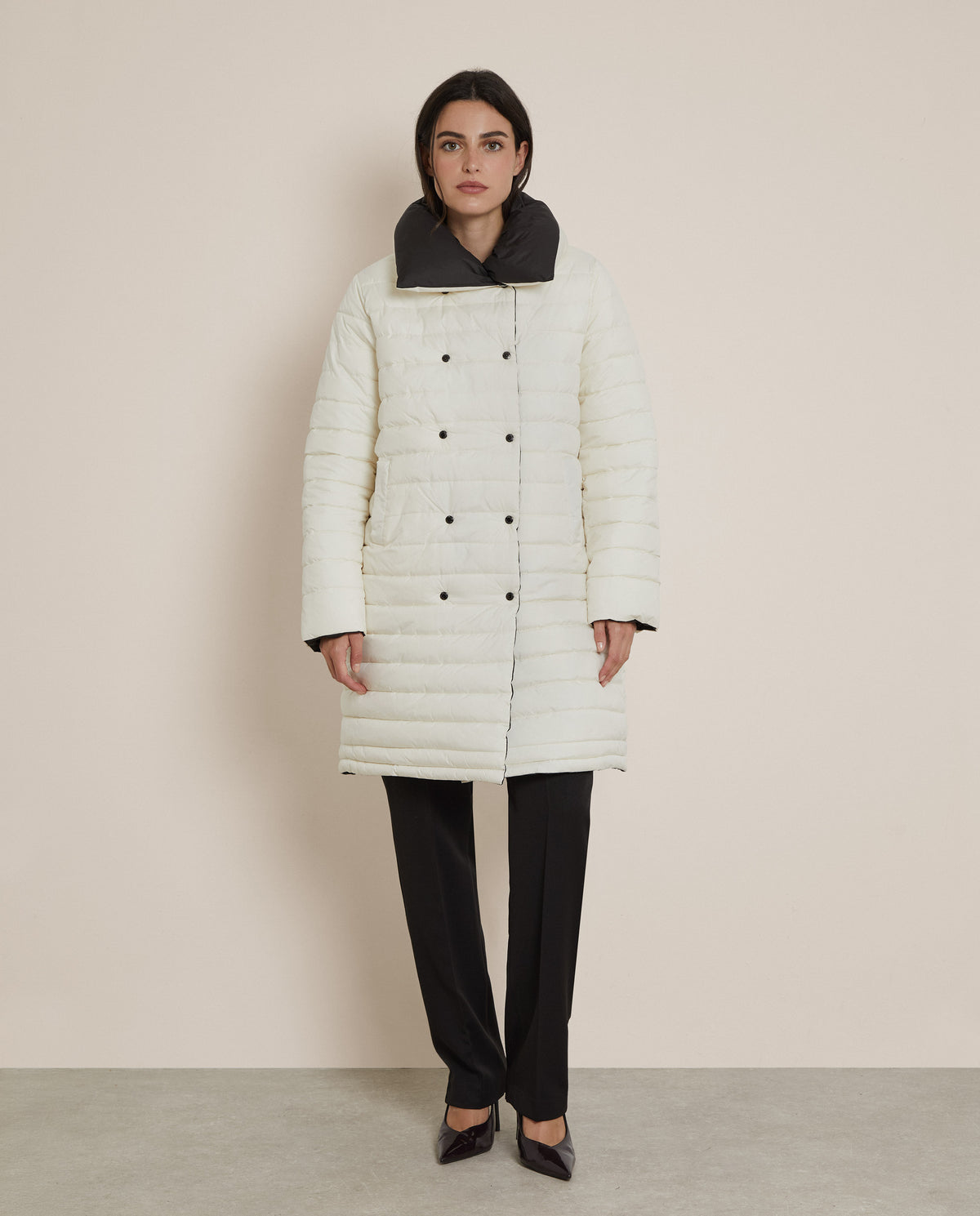 ABRIGO ACOLCHADO LARGO REVERSIBLE